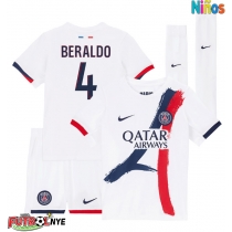 Camiseta Paris Saint-Germain Lucas Beraldo #4 Visitante Equipación para niños 2025-26 manga corta (+ pantalones cortos)